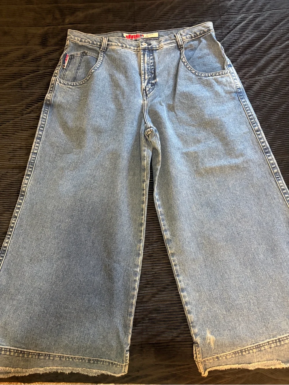 JNCO Light Blue Straight Leg Jeans with Patch Pocket Logo